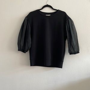 Black Blouse with Sheer Arms